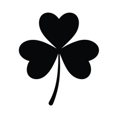 Simple black shamrock symbol on white background suitable for saint patricks day decorations