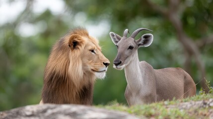 Serene Animals Interacting Harmoniously in Nature