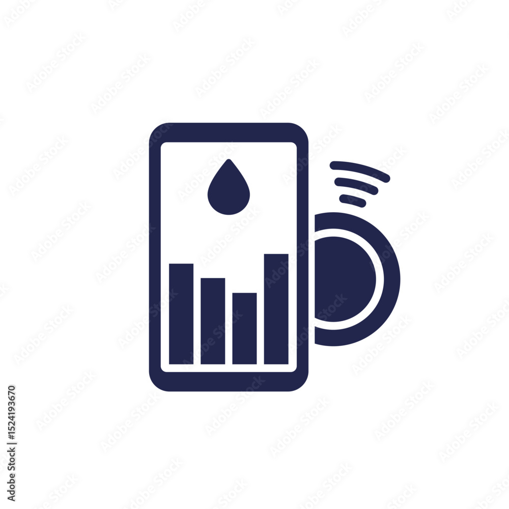 Poster continuous glucose monitoring icon with smart phone