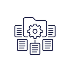 classification line icon with folder, data management concept