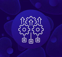 deployment process line icon, project execution design