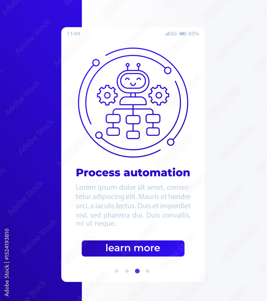 Poster process automation banner design with line icon