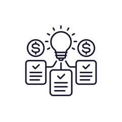 patent cost icon, line design on white