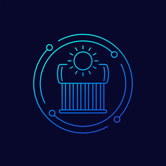 solar water heater icon, linear design