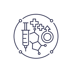 Fototapeta premium testosterone therapy line icon, male hormones and TRT