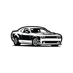 Naklejka premium American muscle car vector monochrome isolated