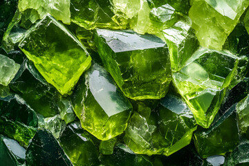 Close-Up of Raw Peridot Crystals with Vivid Green Hue