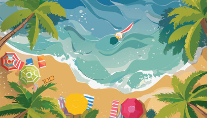 Abstract Top-Down View of a Beach – Minimalist Coastal Background Design
