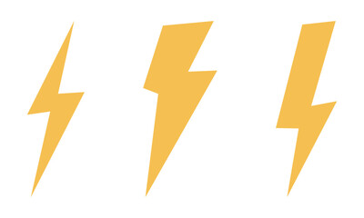 Flash thunder power icon set, flash lightning bolt icon with thunder bolt. Different flash icon symbol set.
