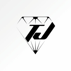 Logo design graphic concept creative premium vector stock image top sell abstract unique diamond line art initial TJ font love to elegant ring luxury