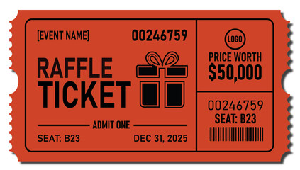 Editable Raffle Ticket Vector Template for Events and Lotteries