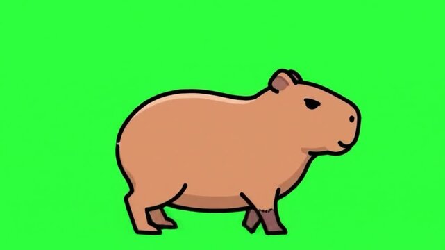 Green Screen Cartoon Capybara &ndash; Calm Cute Animal Animation