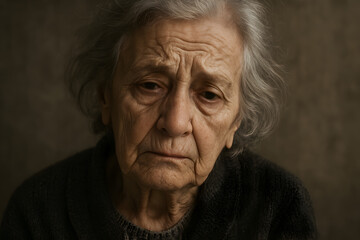 Elderly Man's Melancholy Portrait: A Close-Up Study of Worry