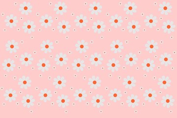 Seamless Daisy Flower Pattern on Soft Pink Background