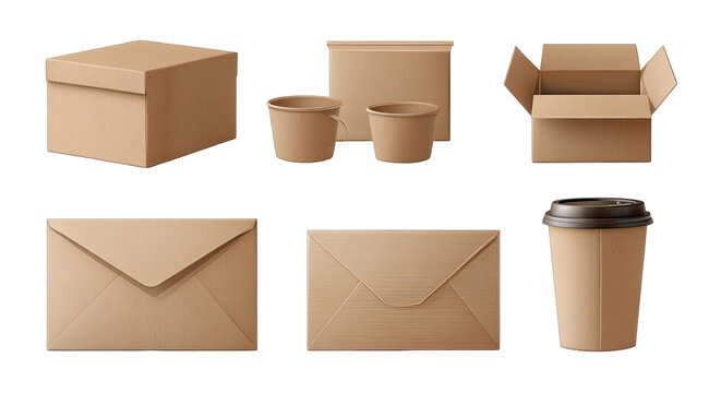 Beige cardboard packaging, various styles