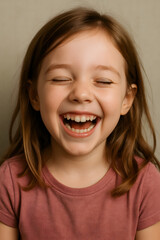 Laughing Girl: Authentic Joyful Expression Close-Up
