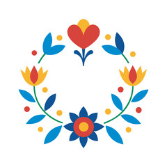 Folk Art Floral Frame Scandinavian Style