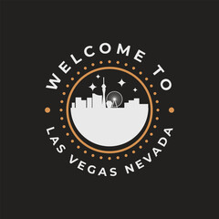 Fun vector retro design of Las Vegas city silhouette suitable for stickers or prints	
