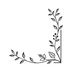 Minimal Corner Floral Frame Outline