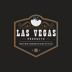 Fun vector retro design of Las Vegas city silhouette suitable for stickers or prints	

