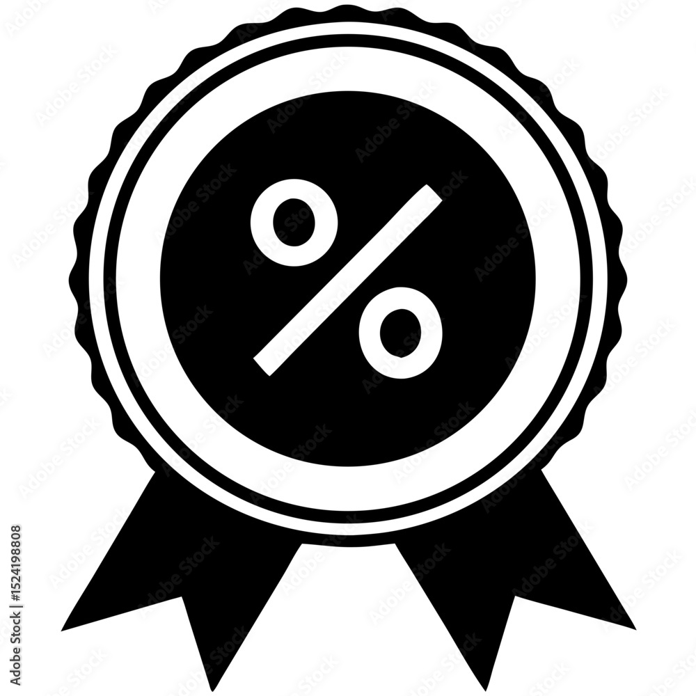 Poster simple icon of a percentage badge with upward arrow concept of icon