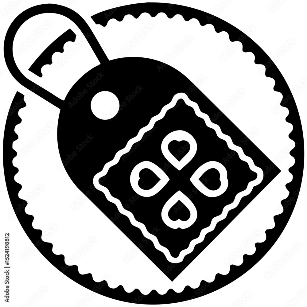 Poster simple shopping tag design with heart shapes in circular frame