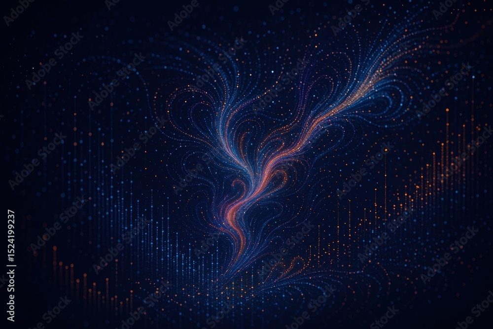 Aufkleber technological singularity illustrated through abstract digital patterns and vivid color contrasts at