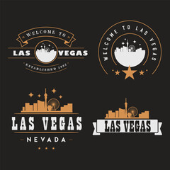 Naklejka premium Fun vector retro design of Las Vegas city silhouette suitable for stickers or prints 