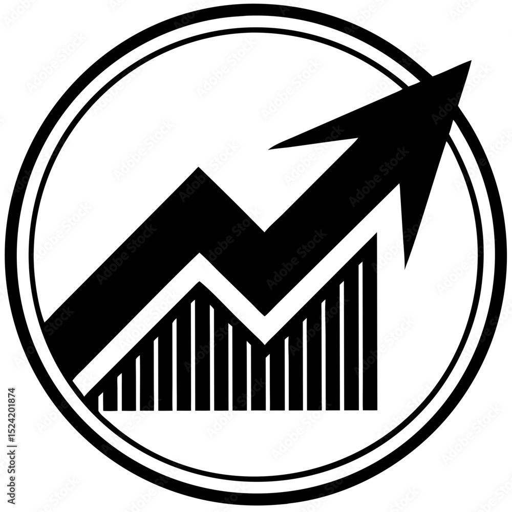 Poster outlined icon of a chart with an arrow indicating upward trend