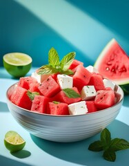 Sommerliche Wassermelonen-Feta-Bowl
