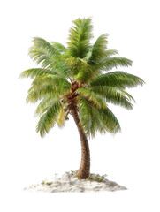 Obraz premium Isolated palm tree on a small patch of white sand