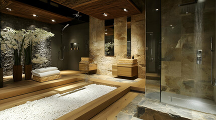 Modern luxury bathroom with woode  9C678