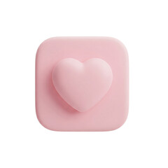 3D pink heart icon for love and like