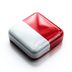 Glossy Square Button Featuring the Indonesian Flag Digital Icon for Website and App Design