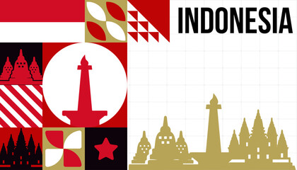 Elegant Banner Indonesia with geometric pattern wallpaper