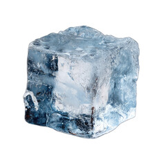 Clear, frosty cube of ice, slightly irregular