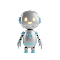 Smiling 3D robot character with glowing face