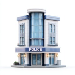 Obraz premium Modern Police Station Building Exterior Design Illustration 3D render