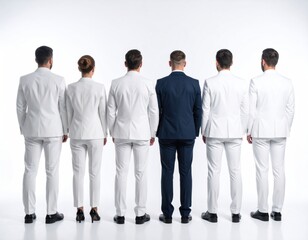 Obraz premium Six People in Formal Attire Standing in Line