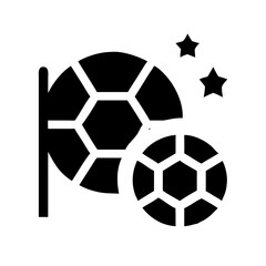 Obraz premium Soccer ball icon with flag and stars representing victory and achievement in sports