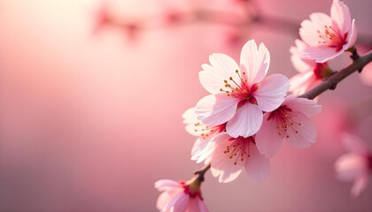 Dreamy floral haze background with faded outlines of flowers in soft tones and gentle blurring for a romantic effect