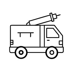 Line art illustration of a utility truck with a mounted drilling rig