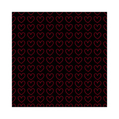 Red heart pattern on black background. Seamless pattern for graphic design, fabric, or paper.