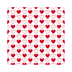Red heart pattern on white background. Seamless pattern for graphic design, fabric, or paper.