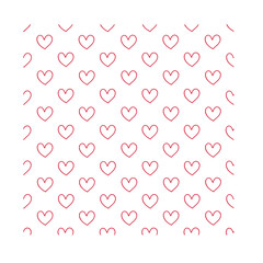 Red heart pattern on white background. Seamless pattern for graphic design, fabric, or paper.