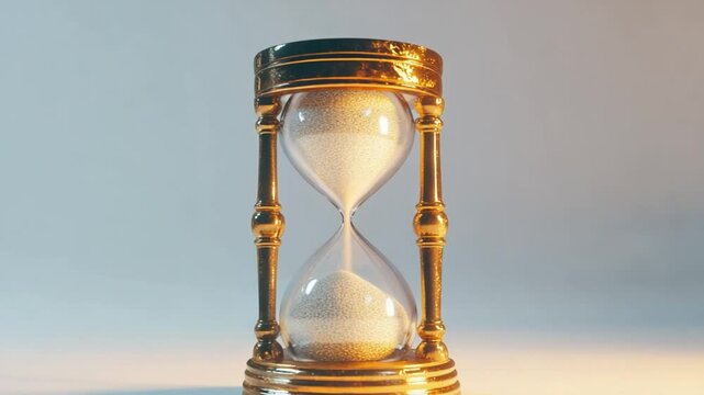 Elegant Golden Hourglass with Flowing Sand: A Timeless Symbol of Ephemeral Beauty