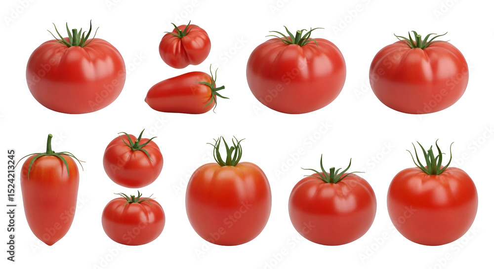 Poster showcase of red tomatoes with transparent background
