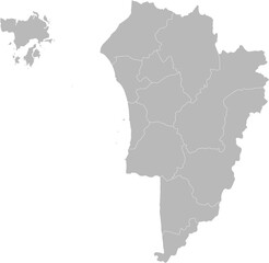 Kedah, Malaysia – administrative vector map with level 2 district boundaries (Web Mercator projection, PPT-compatible & fully editable)