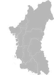 Perak, Malaysia – administrative vector map with level 2 district boundaries (Web Mercator projection, PPT-compatible & fully editable)