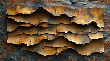 Rusty layered paper texture on dark stone background